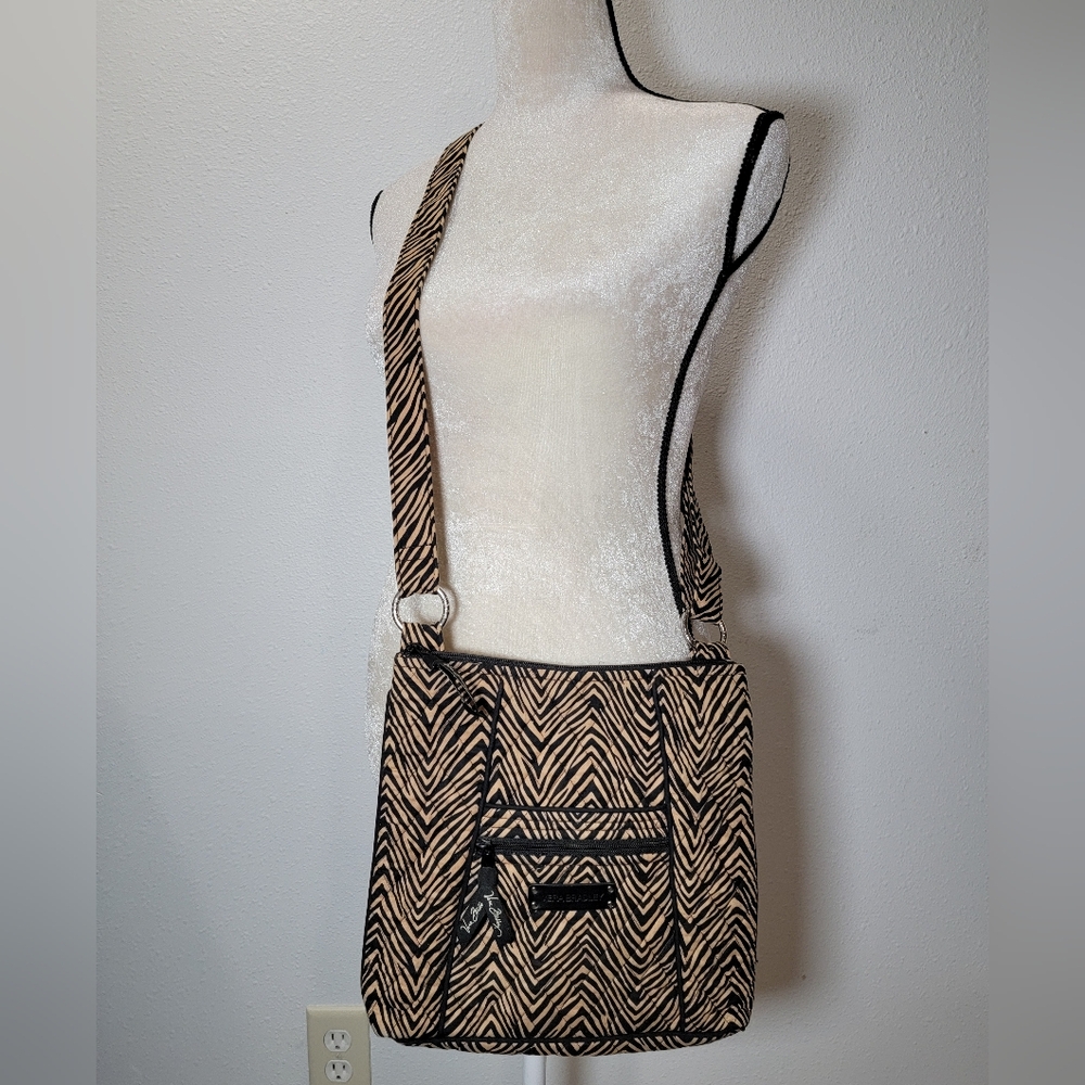 SOLD Vera Bradley Zip Hipster Zebra Tiger Print Crossbody Bag Purse Tan Black - Picture 1 of 14